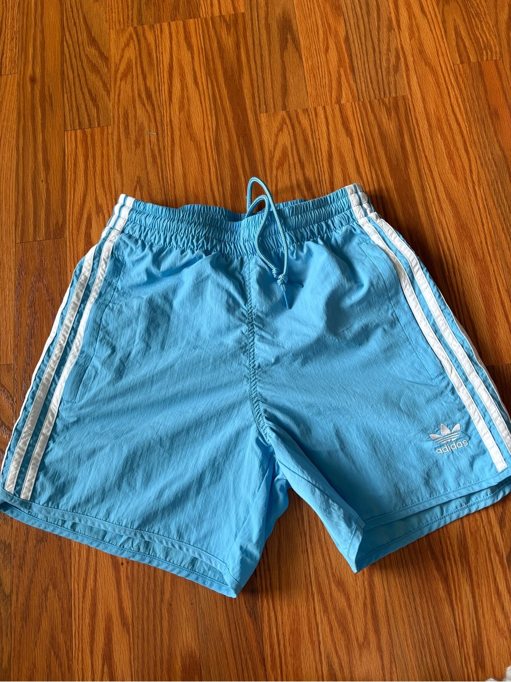 Adidas Light Blue 3-Stripe Shorts